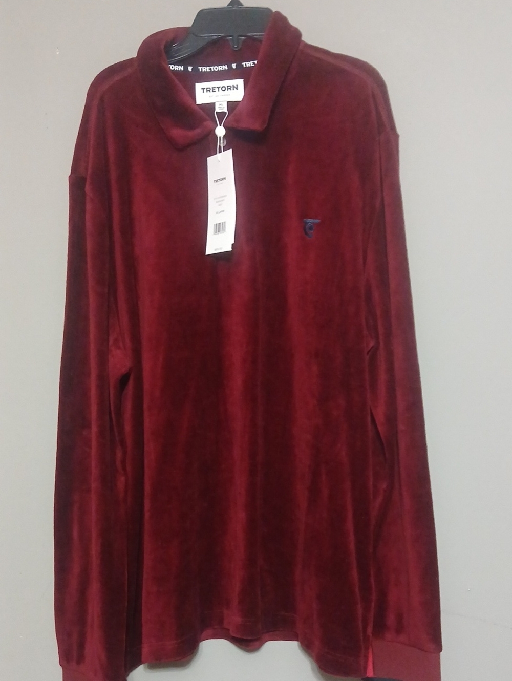 Tretorn Men's Velvet Long-Sleeve Polo Shirt in Deep Burgundy